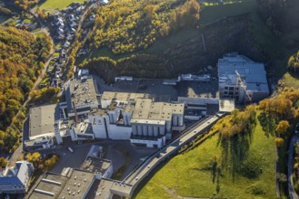 Aerial photo, C.& A. VELTINS brewery in the Grevenstein district of Meschede, Sauerland, North