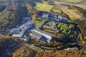 Aerial photo, C.& A. VELTINS brewery in the Grevenstein district of Meschede, Sauerland, North