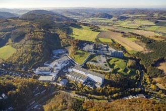 Aerial photo, C.& A. VELTINS brewery in the Grevenstein district of Meschede, Sauerland, North
