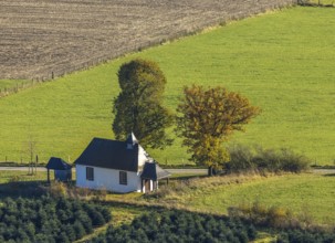 Aerial view, Halloh Chapel on Hallohweg in the district of Calle in Meschede, Sauerland, North