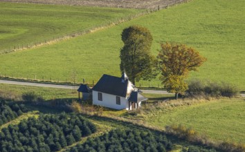 Aerial view, Halloh Chapel on Hallohweg in the district of Calle in Meschede, Sauerland, North