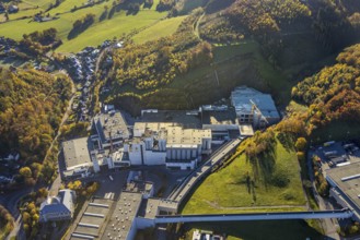 Aerial photo, C.& A. VELTINS brewery in the Grevenstein district of Meschede, Sauerland, North