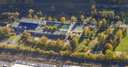 Aerial view, indoor and outdoor swimming pool Meschede in Meschede-Stadt in Meschede, Sauerland,