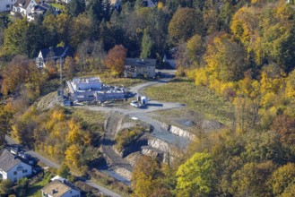 Aerial view, construction site with new building Unterm Hasenfeld in Meschede-Stadt in Meschede,