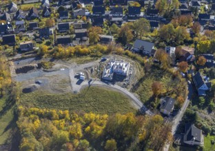 Aerial view, construction site with new building Unterm Hasenfeld in Meschede-Stadt in Meschede,