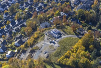 Aerial view, construction site with new building Unterm Hasenfeld in Meschede-Stadt in Meschede,