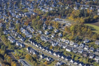 Aerial view, housing estate between Kolpingstraße and Unterm Hasenfeld in Meschede-Stadt in