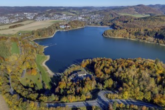 Aerial view, Restaurant H1 am See am Hennesee in the district Berghausen in Meschede, Sauerland,