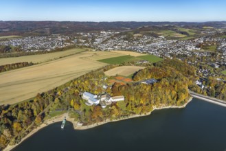 Aerial view, Welcome Hotel Meschede am Hennesee in the district Berghausen in Meschede, Sauerland,