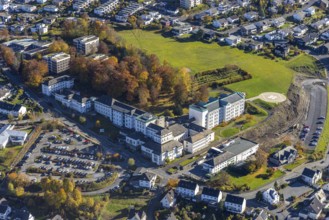 Aerial view, construction area at St. Walburga-Krankenhaus Meschede in Meschede-Stadt in Meschede,