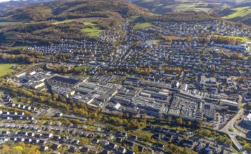 Aerial view, local view and Martinrea Honsel foundry in Meschede-Stadt in Meschede, Sauerland,