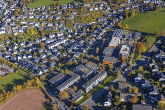 Aerial view, secondary school and grammar school in Meschede-Stadt in Meschede, Sauerland, North