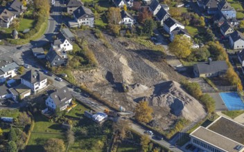 Aerial view, construction site for a residential quarter at the former Franz-Stahlmecke-Schule in