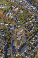 Aerial view, St. Walburga-Realschule and construction site for a residential quarter at the former