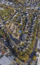 Aerial view, St. Walburga-Realschule and construction site for a residential quarter at the former