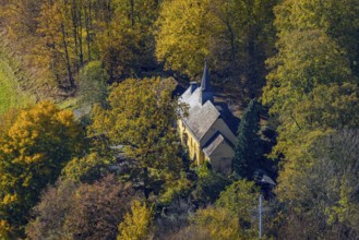 Aerial view, Klausenkapelle in Meschede-Stadt in Meschede, Sauerland, North Rhine-Westphalia,