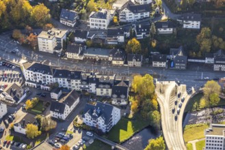 Aerial view, Coventry-Bridge and Arnsberger Straße B55 in Meschede-Stadt in Meschede, Sauerland,