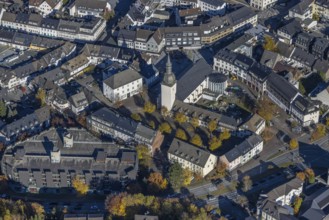 Aerial view, St. Walburga Church and Youth Centre at Stiftsplatz in Meschede-Stadt in Meschede,