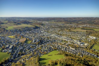 Aerial view, local view and Martinrea Honsel foundry in Meschede-Stadt in Meschede, Sauerland,