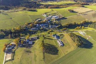 Aerial view, farms with solar roof in the district Mosebolle in the district Löllinghausen in