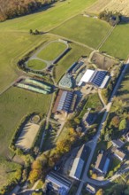 Aerial view, farms with solar roof in the district Mosebolle in the district Löllinghausen in