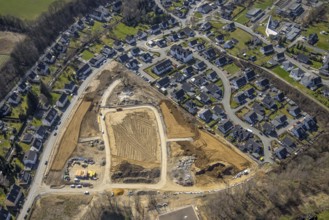 Aerial view, construction area residential development Waldstraße, new development area Ziegelei