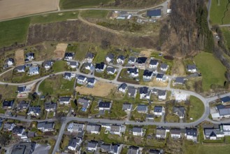 Aerial view, construction site, residential area Vor dem Holzborn, Wehrstapel, Meschede, Sauerland,