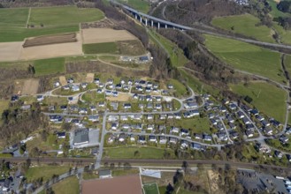 Aerial view, construction site, residential area Vor dem Holzborn, Wehrstapel, Meschede, Sauerland,