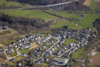 Aerial view, construction site, residential area Vor dem Holzborn, Wehrstapel, Meschede, Sauerland,