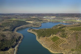 Aerial view, Hennesee, Hennetalsperre, Berghausen, Meschede, Sauerland, North Rhine-Westphalia,