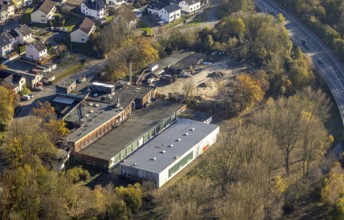 Aerial view, paper mill at the Hönnetalstraße in the district Lendringsen in Menden, Sauerland,