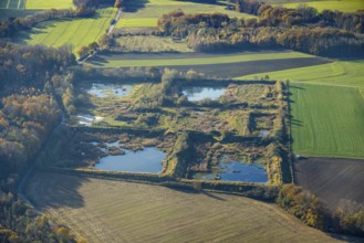 Aerial view, former sewage sludge landfill in the Halingen district of Menden, Sauerland, North