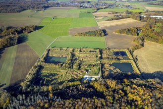 Aerial view, former sewage sludge landfill in the Halingen district of Menden, Sauerland, North