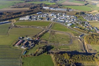 Aerial view, construction site at the Hämmerstraße in the industrial park Hämmer in the district