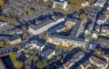 Aerial view, Hansa Seniorenwohnpark Menden as well as parish church St. Walburgis and Education