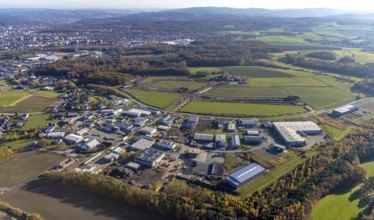 Aerial view, construction site at the Hämmerstraße in the industrial park Hämmer in the district
