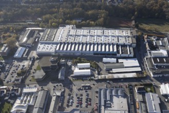 Aerial view, company premises HME Copper Deutschland GmbH in Menden, Sauerland, North