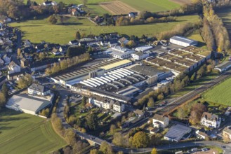 Aerial view, OBO Bettermann company premises in the Fröndenberger Straße industrial estate and