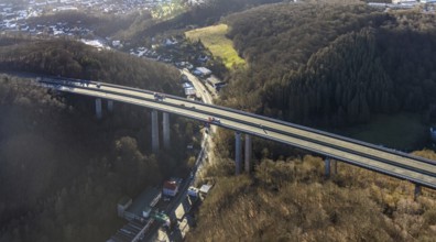 Aerial photograph, construction work with emergency reinforcement on the dilapidated and closed