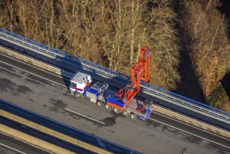 Aerial photo, construction measure with emergency reinforcement for Rahmede viaduct on the A45