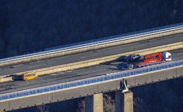 Aerial photo, construction measure with emergency reinforcement for Rahmede viaduct on the A45
