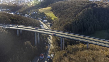 Aerial photograph, construction work with emergency reinforcement on the dilapidated and closed