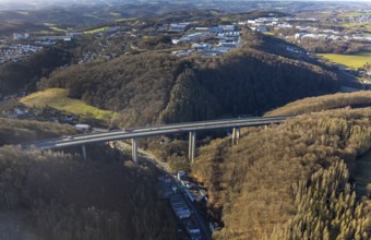 Aerial photograph, construction work with emergency reinforcement on the dilapidated and closed