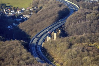 Aerial photograph, construction work with emergency reinforcement on the dilapidated and closed