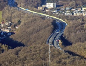 Aerial photograph, construction work with emergency reinforcement on the dilapidated and closed