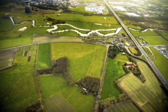 Aerial view of the planned industrial area Westfalen Hamm/Lippetal east of the Hamm-Uentrop