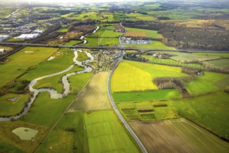 Aerial view of the planned industrial area Westfalen Hamm/Lippetal east of the Hamm-Uentrop