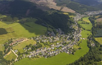 Aerial view, local view Kickenbach and Langenei, Altenhundem, Lennestadt, Sauerland, North