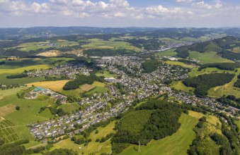 Aerial view, local view Bonzel, Lennestadt, Sauerland, North Rhine-Westphalia, Germany, DEU,