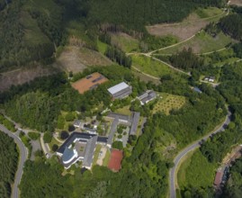 Aerial view, Jugendhof Pallotti and Private Gymnasium Maria Königin, Altenhundem, Lennestadt,